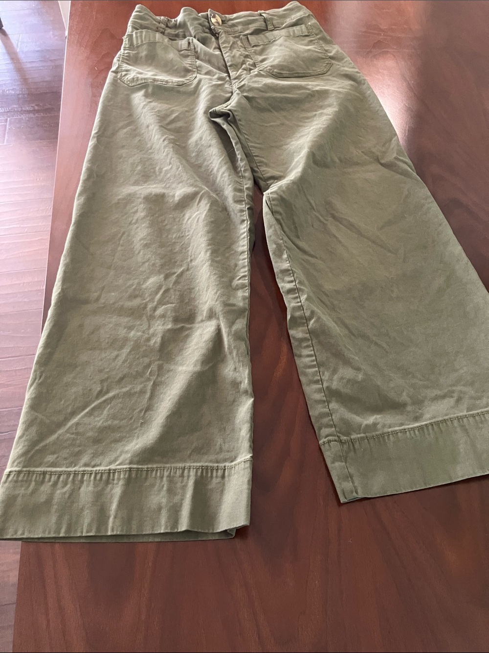 Anthropologie Olive Green Wide-Leg Chinos